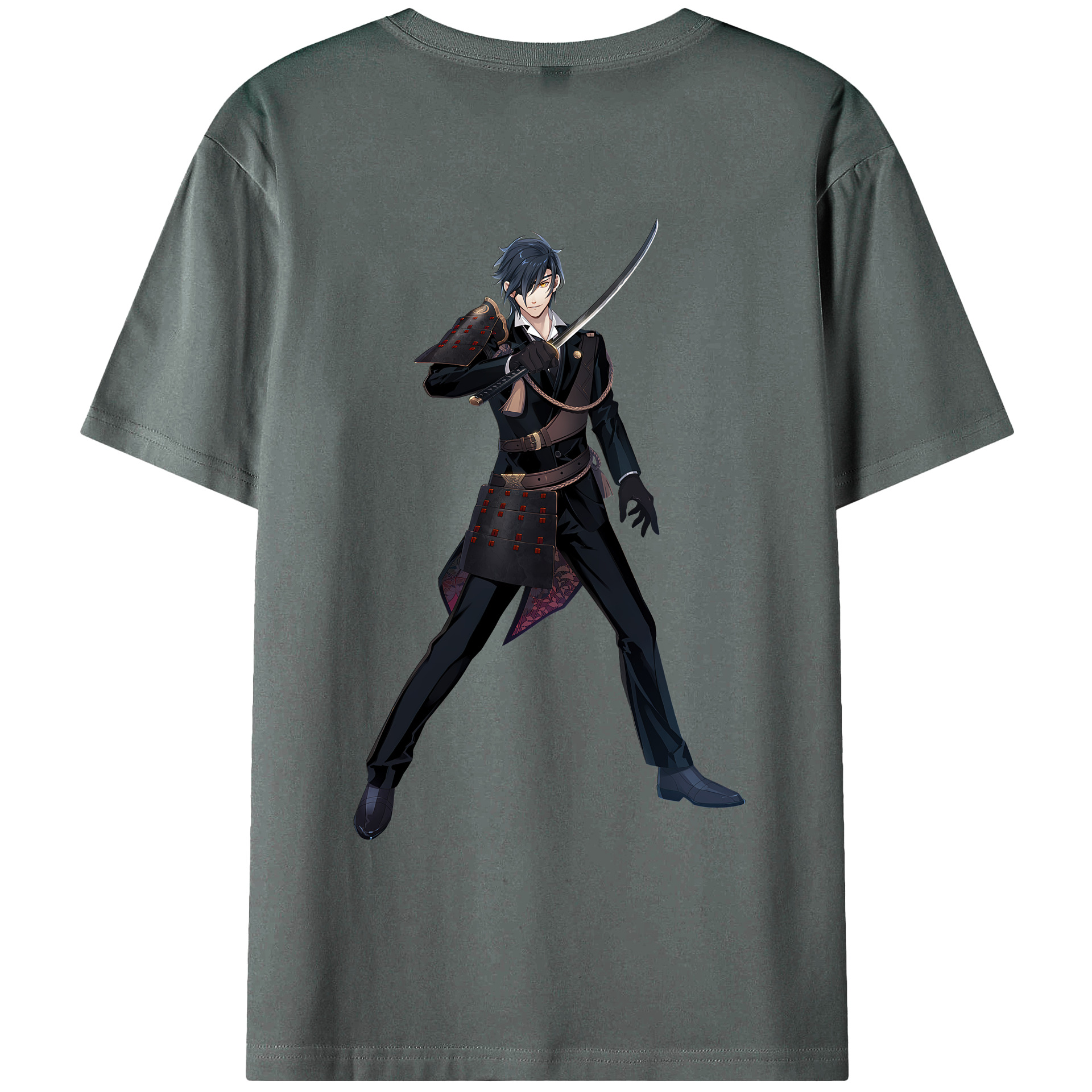 （画像用） 刀剣乱舞 Touken Ranbu 綿100％ メンズ半袖Tシャツ（バックプリント） 通気性